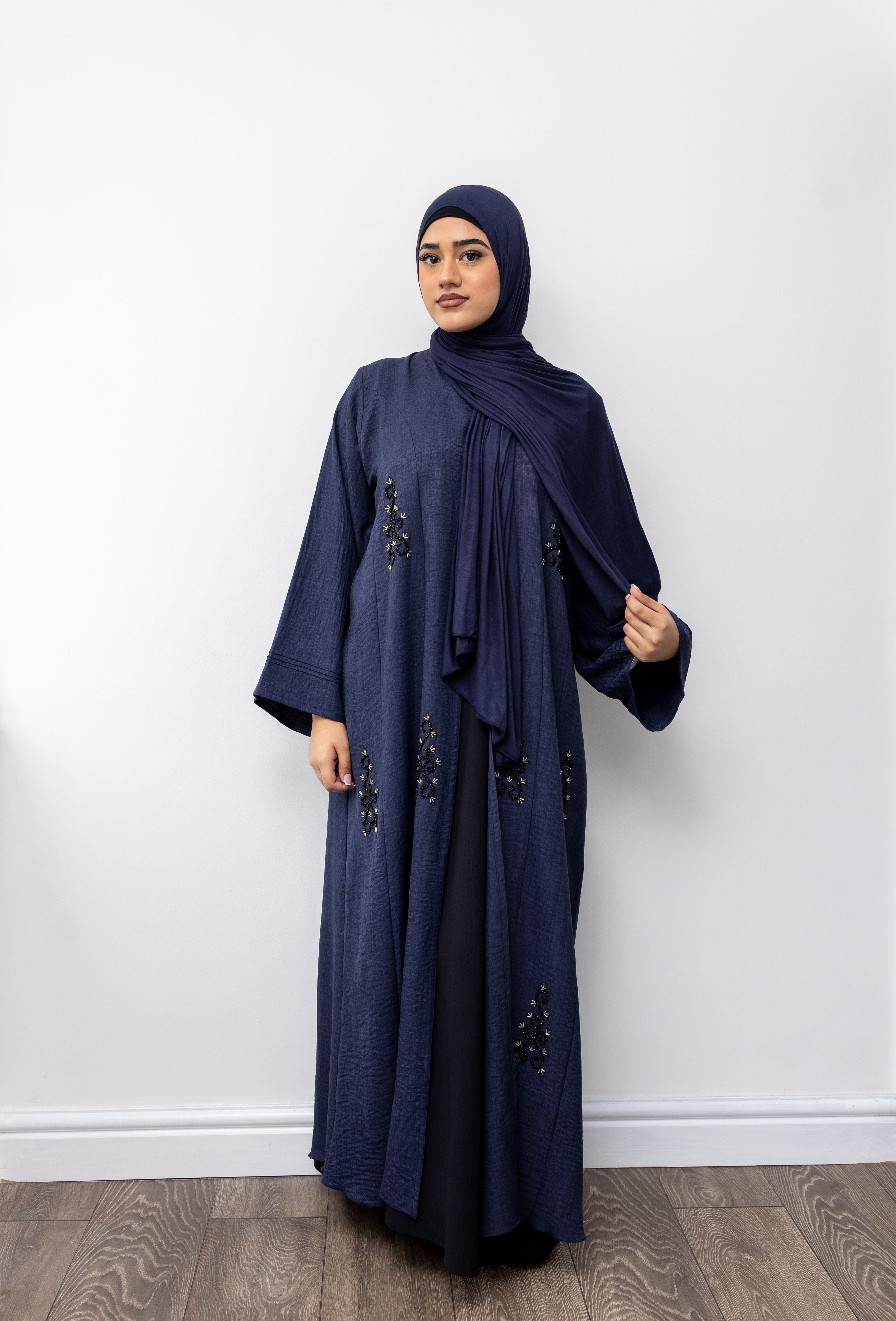 Navy Blue Kaftan Abaya Set