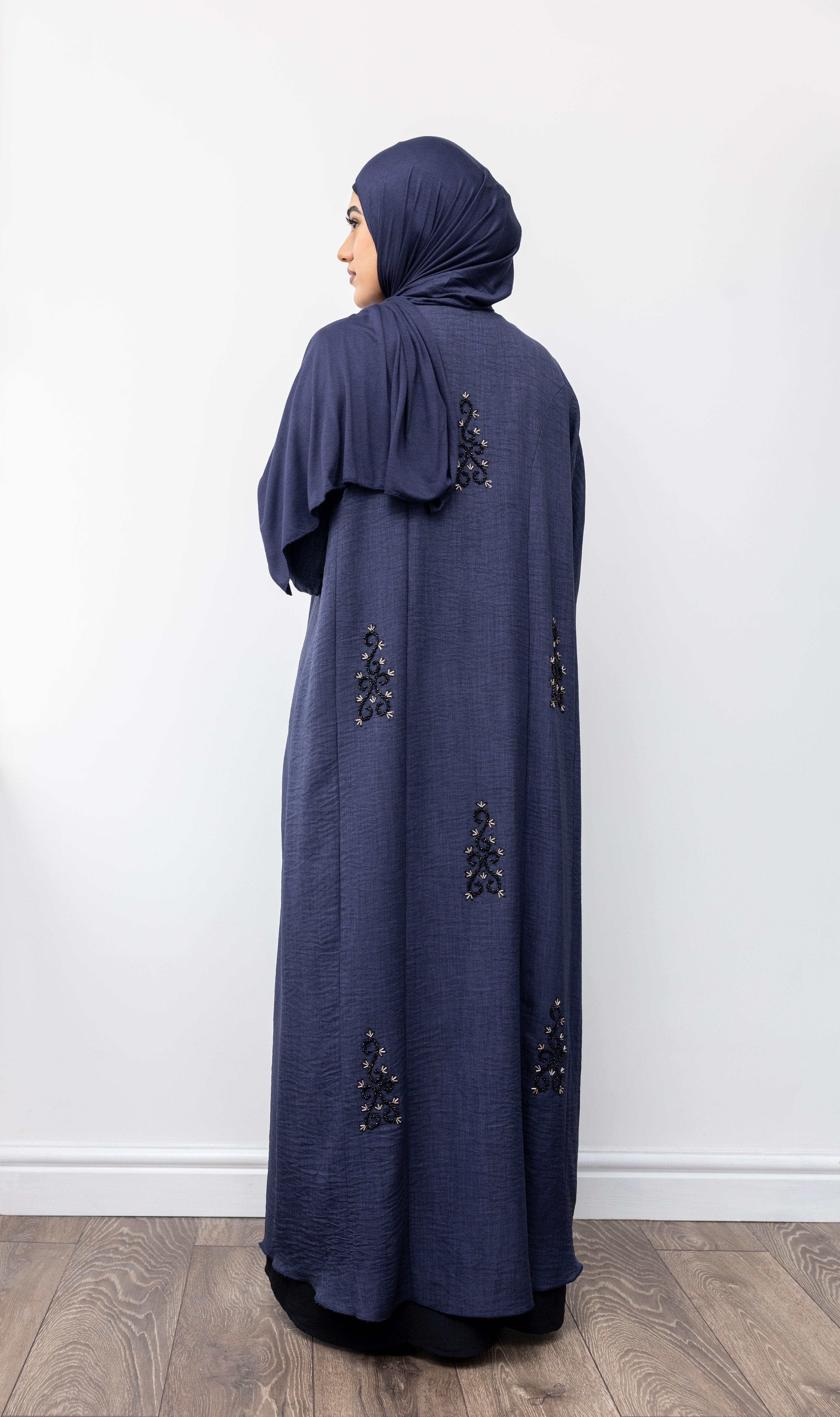 Navy Blue Kaftan Abaya Set