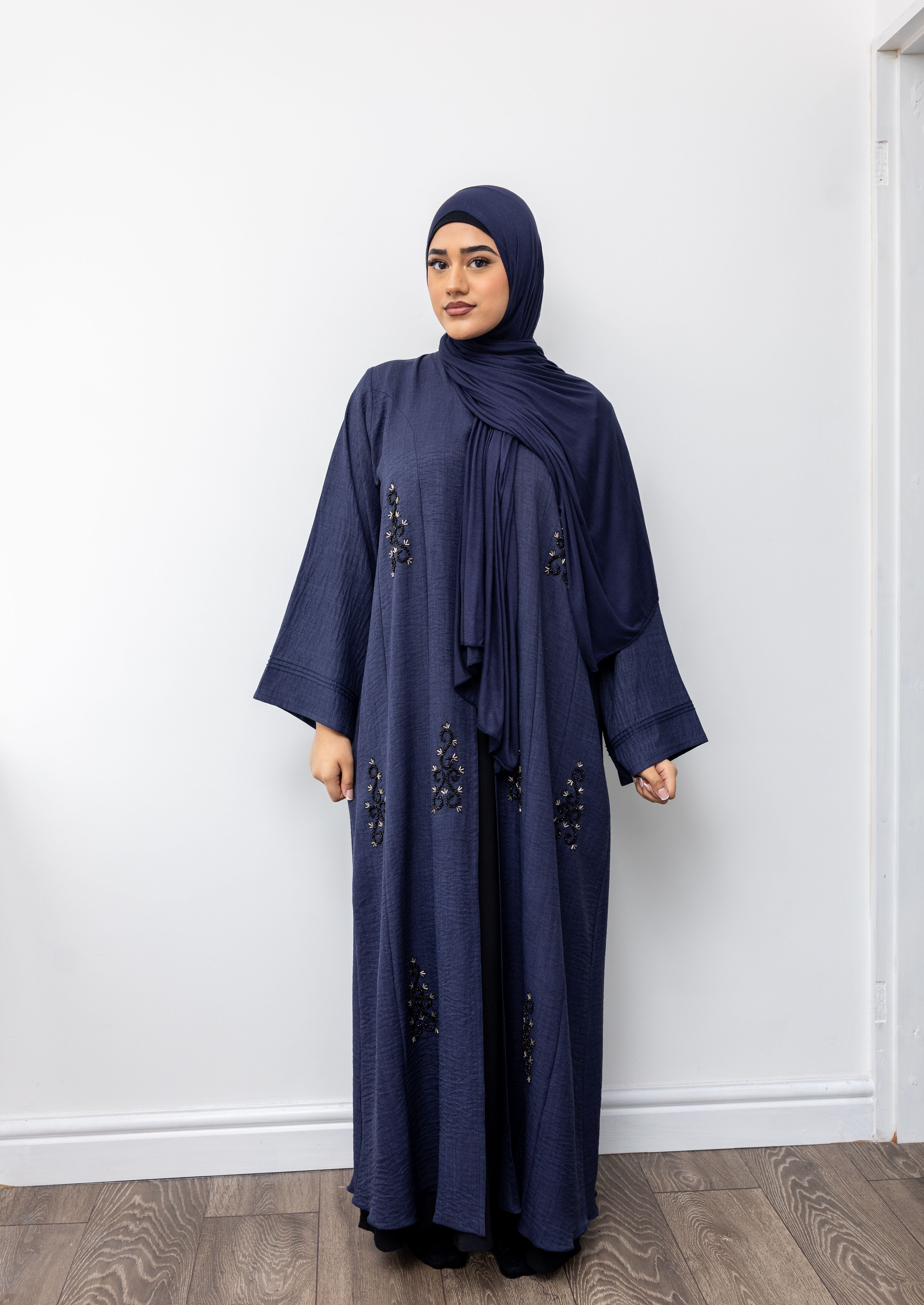 Navy Blue Kaftan Abaya Set